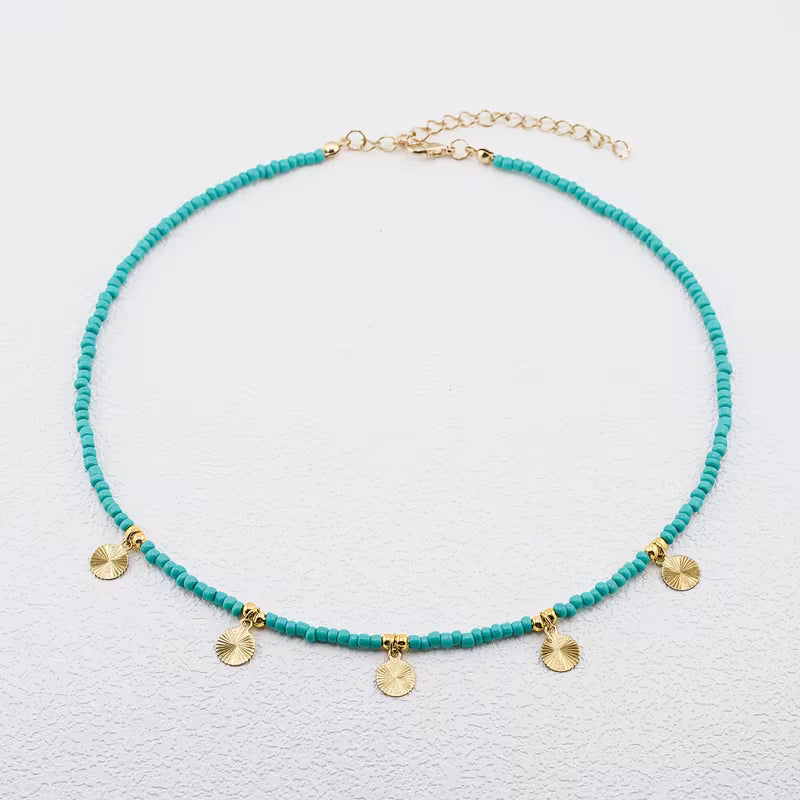 Minimal Turquoise Disc Necklace