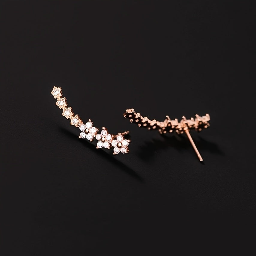 Elegant Floral Ear Climbers