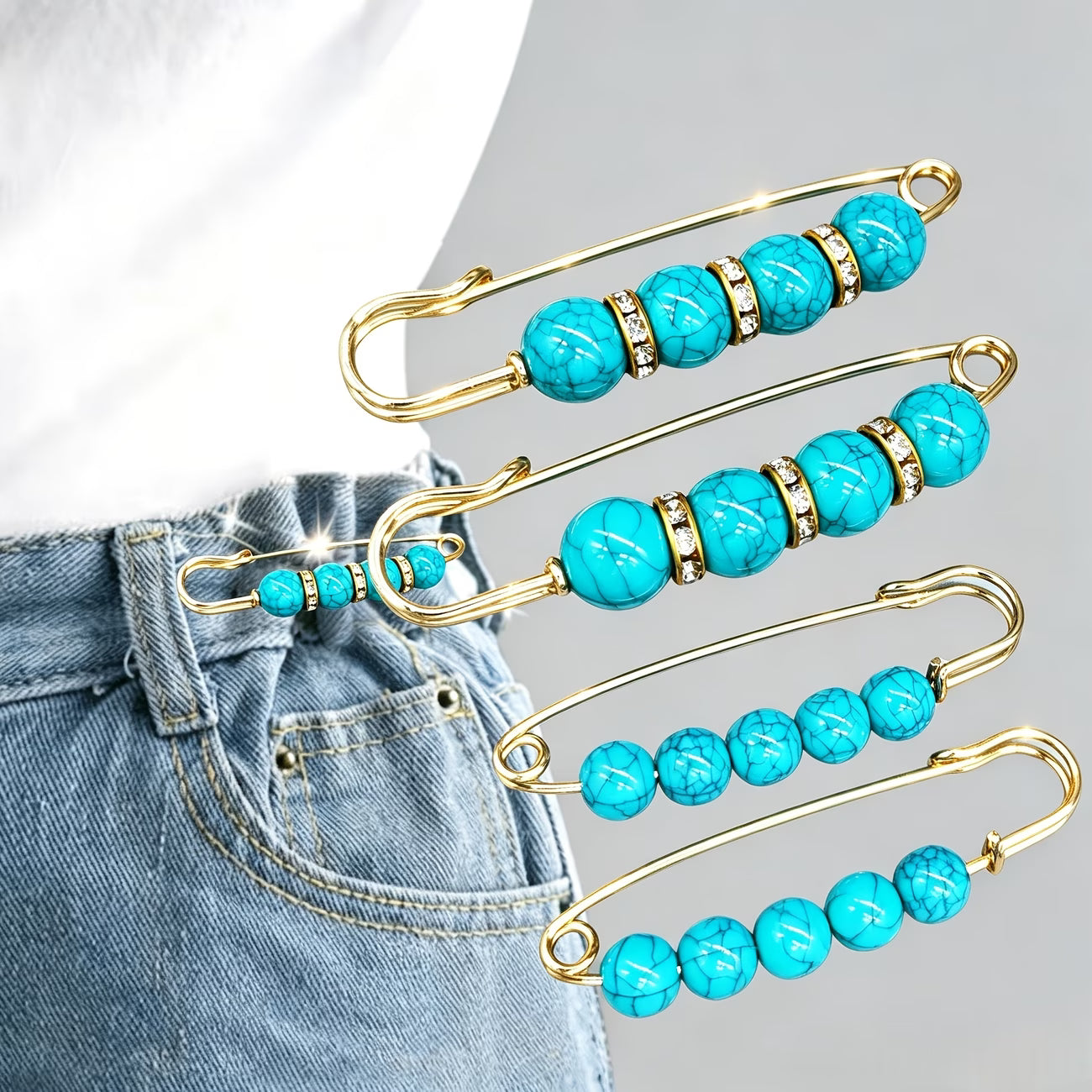 Elegant Turquoise Pin Brooch, (1 Piece)