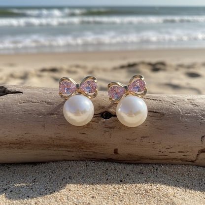 Rosé Sapphire Pearl Earrings