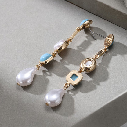 Statement Turquoise Pearl Earrings