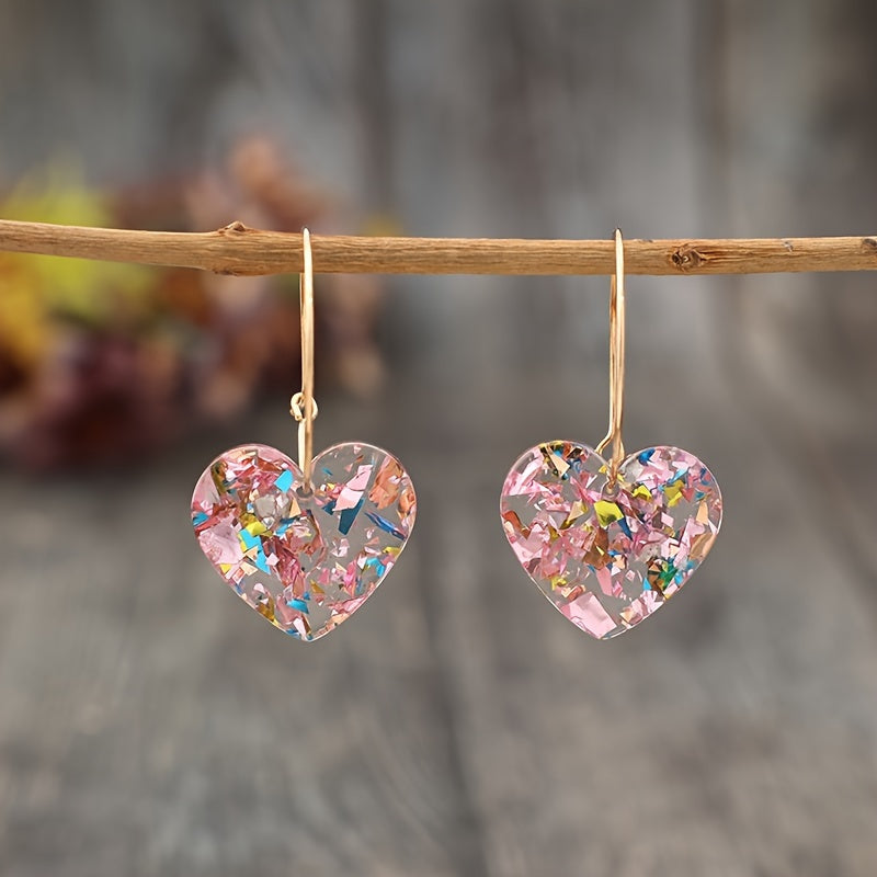 Elegant Gold Heart Drop Earrings
