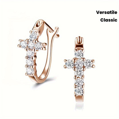 Charming Cross Zirconia Earrings