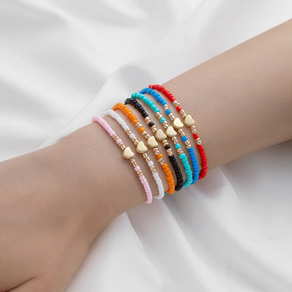 Subtle Heart Beaded Bracelet Set of 7
