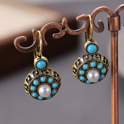 Premium Pearl Bloom and Turquoise Earrings