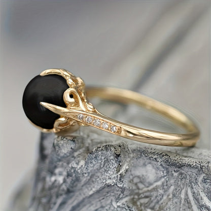 Elegant Vintage Black Zirconia Ring