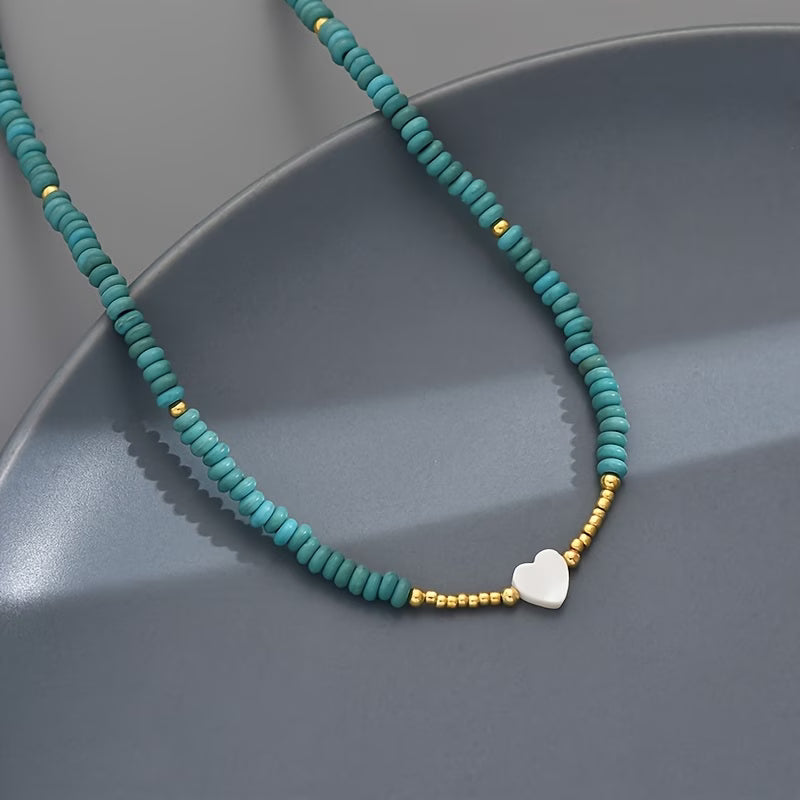 Minimal Turquoise Heart Necklace