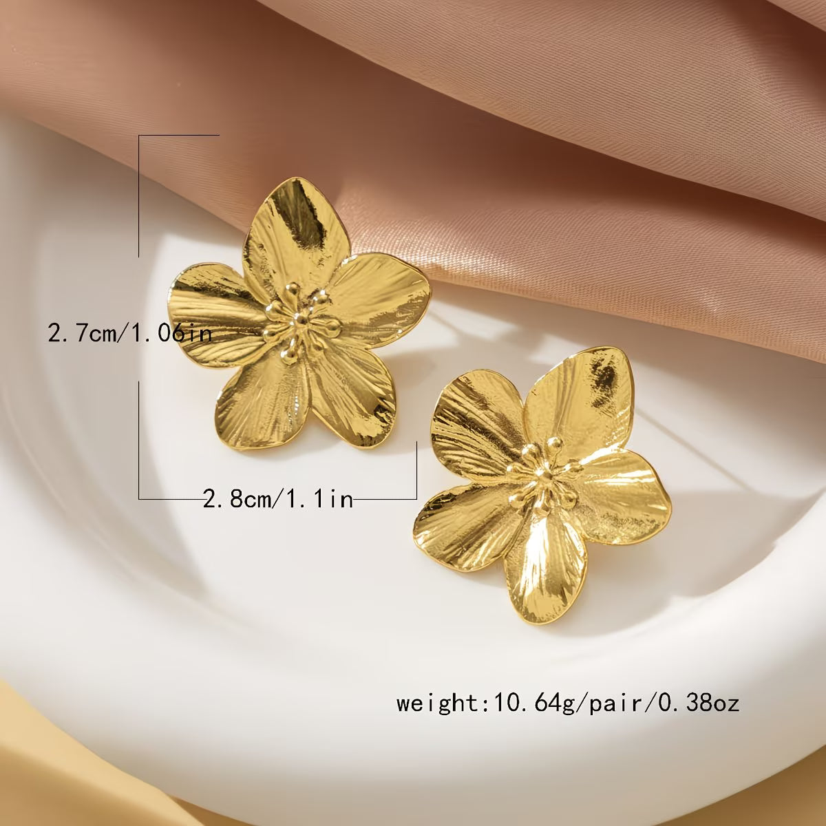 Golden Flower Stud Earrings