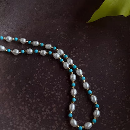 Sophisticated Pearl and Turquoise Beads Bracelet