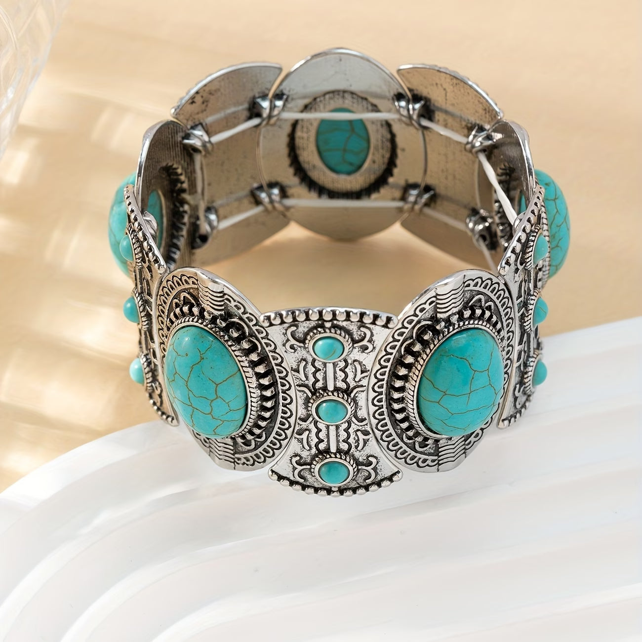 Premium Bohemian Silver Turquoise Bracelet