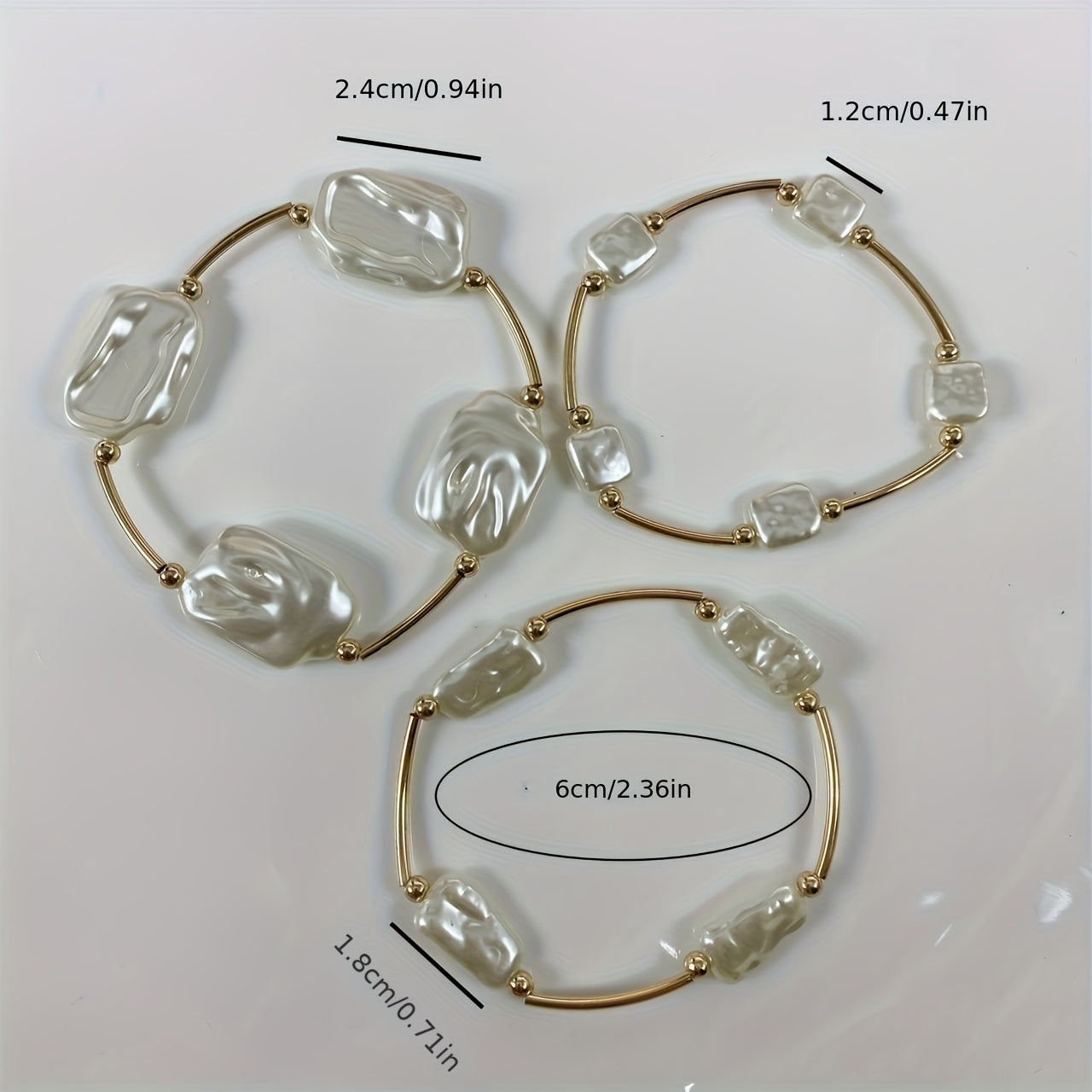 Size guide for the Premium Baroque Pearl Bracelet Set of 3