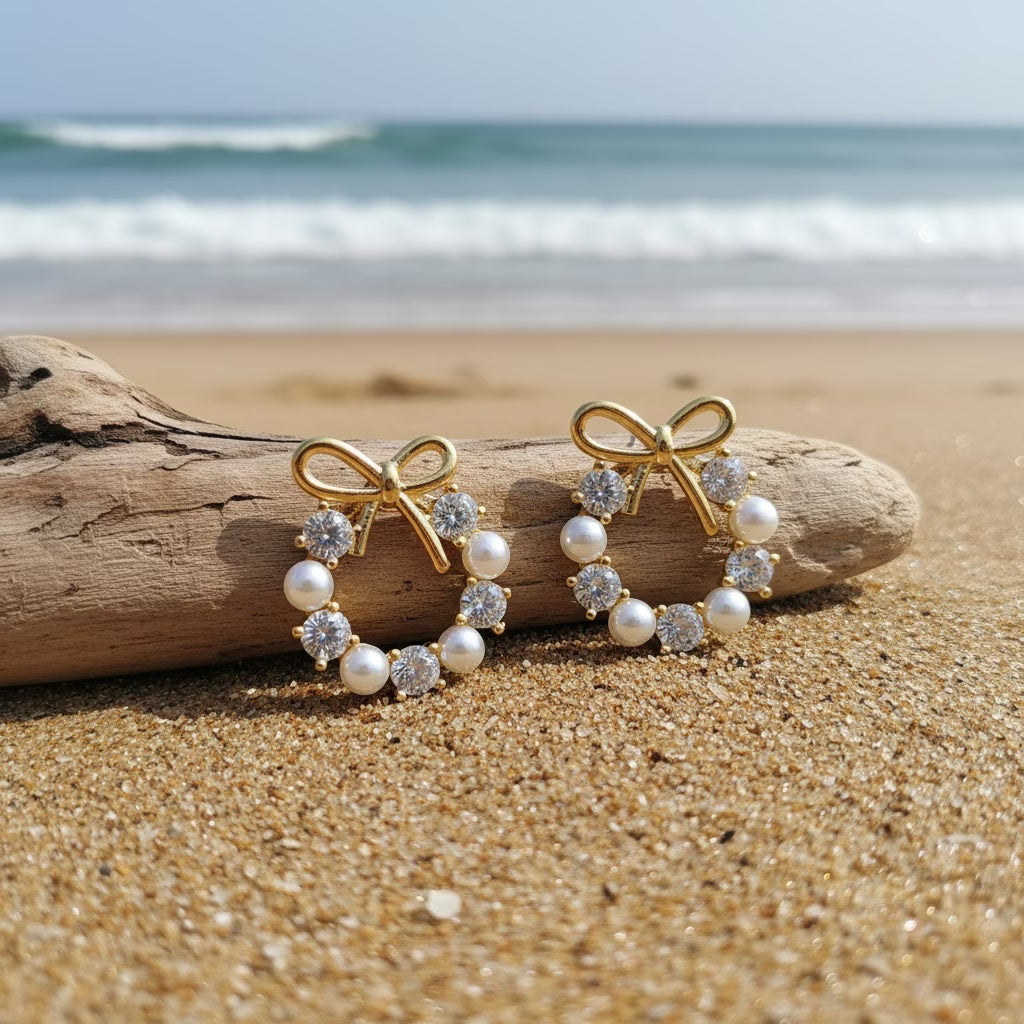 Elegant Bow Pearl Earrings