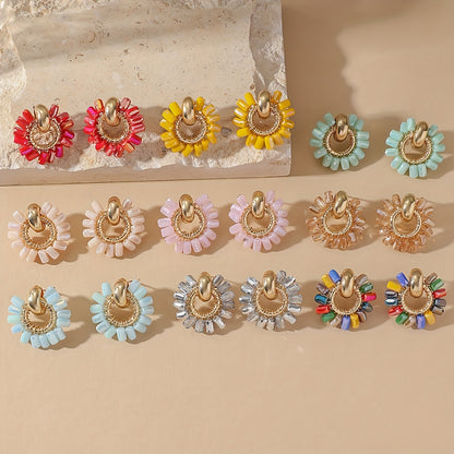 All colour options of the Elegant Pearl Beaded Fan Earrings