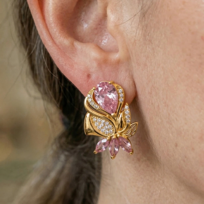 Elegant Rose Gold Flower Earrings