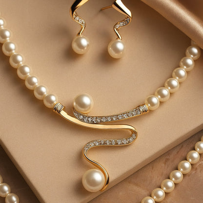 Elegant Natural Pearl Necklace Set