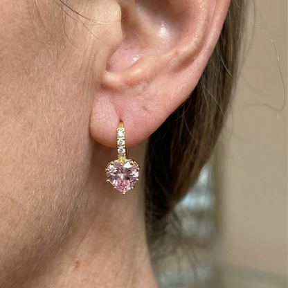 Elegant Rosé Sapphire Huggie Earrings