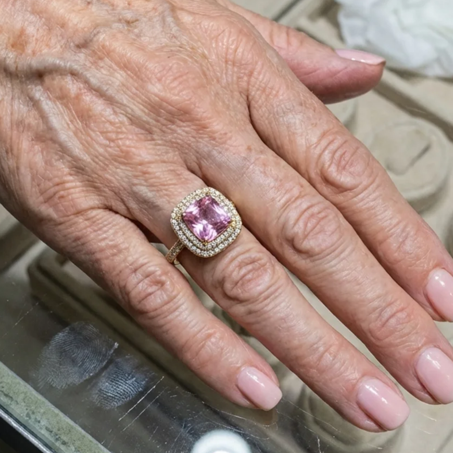 Timeless Cushion Rosé Sapphire Ring