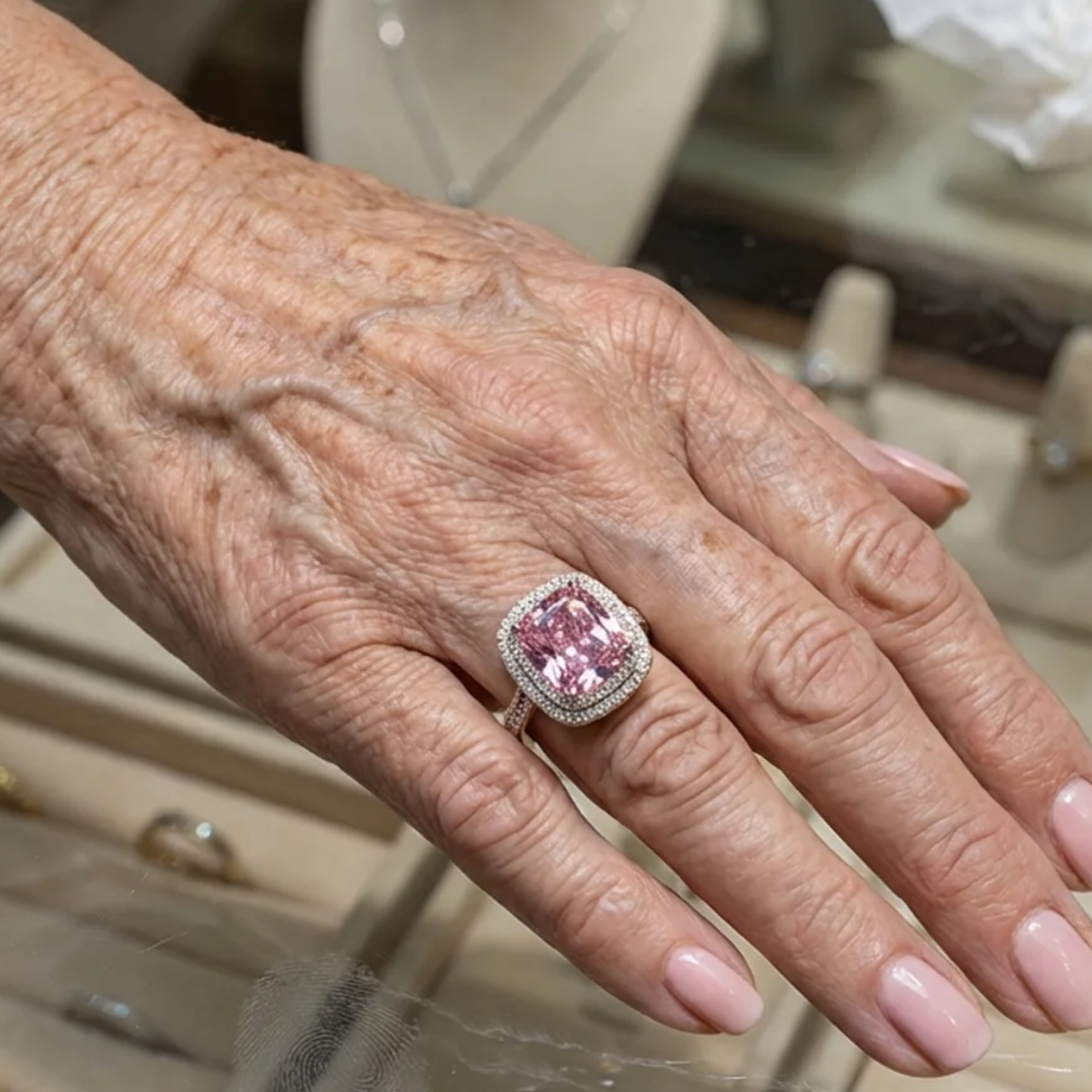 Timeless Cushion Rosé Sapphire Ring