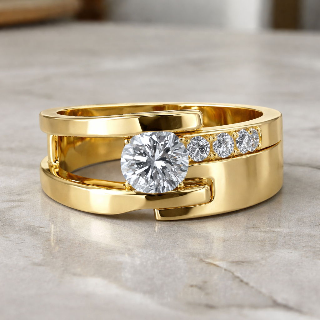 Elegant Vintage-Inspired Gold Zirconia Ring