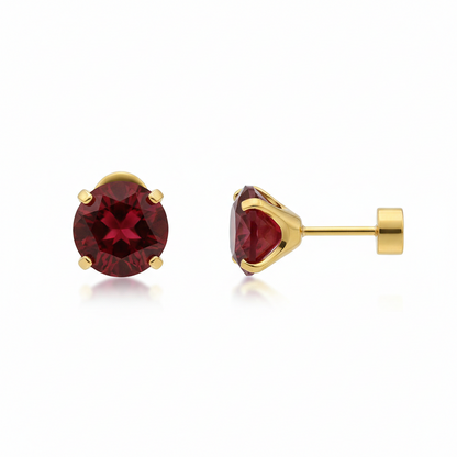 Elegant Ruby Gold Stud Earrings