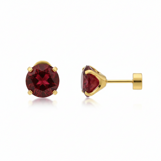 Elegant Ruby Gold Stud Earrings