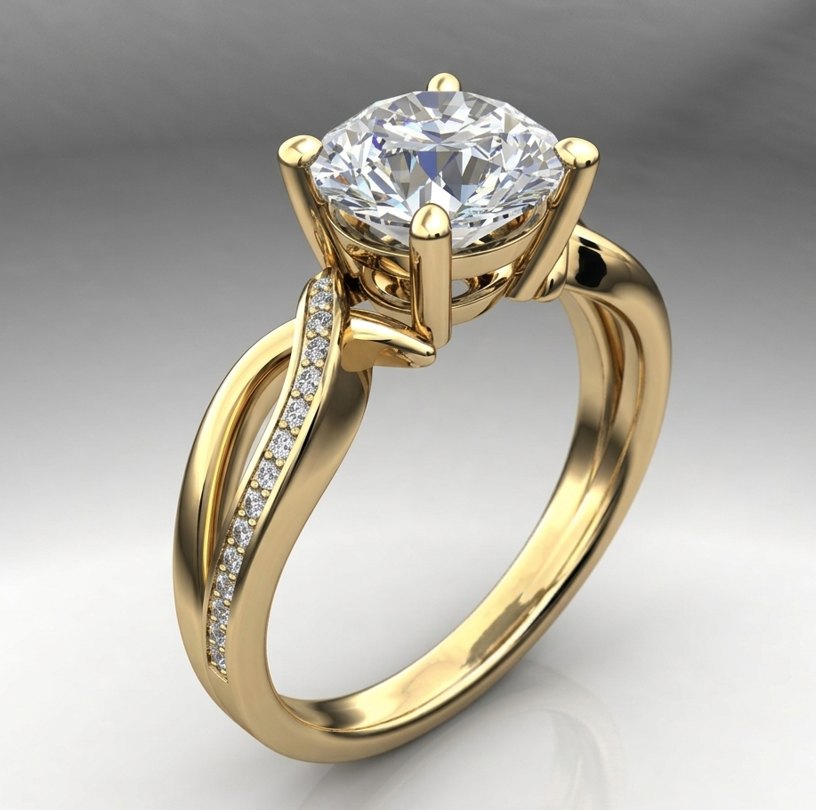 **Timeless Gold Braided Zirconia Ring**