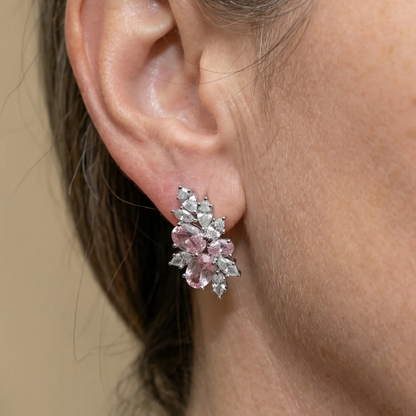 Elegant Rosé Sapphire Blossom Earrings