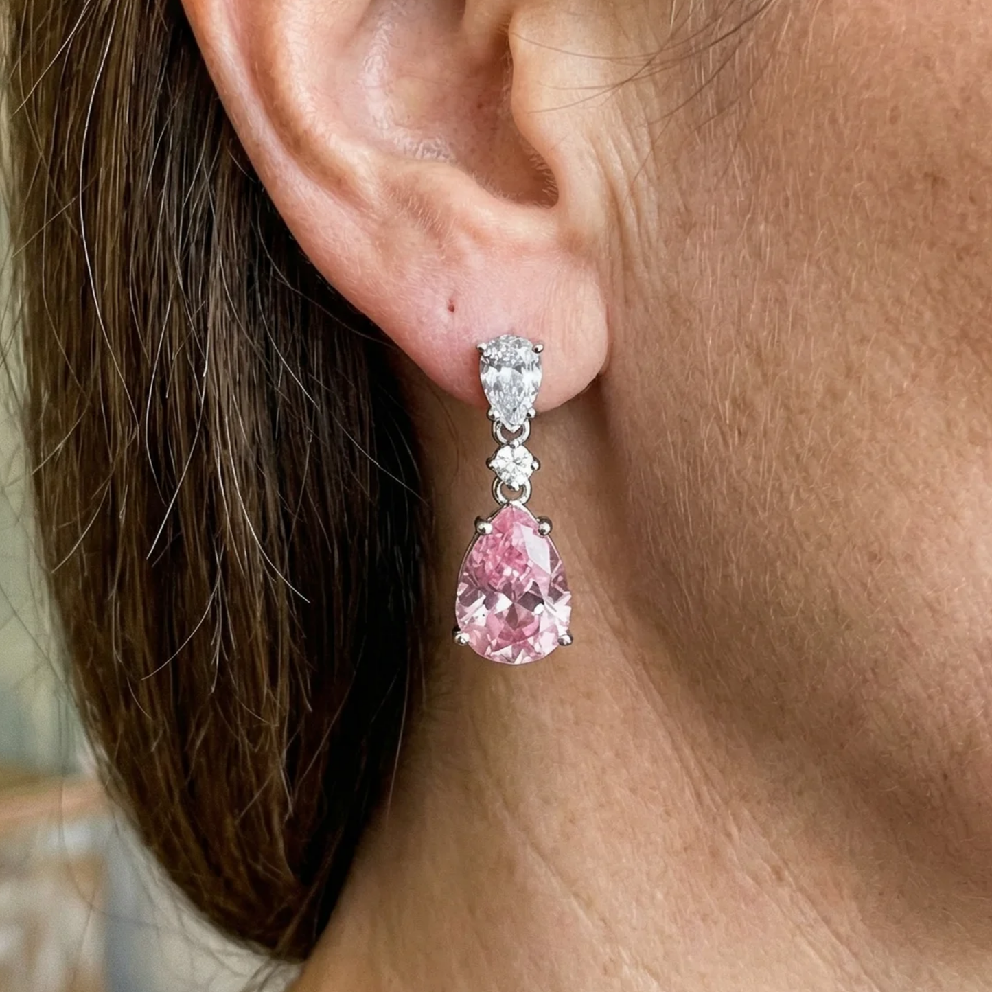 Elegant Rosé Sapphire Drop Earrings