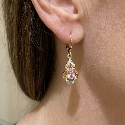 Elegant Rosé Sapphire Teardrop Earrings