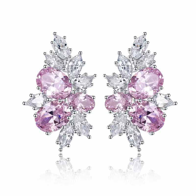 Elegant Rosé Sapphire Blossom Earrings
