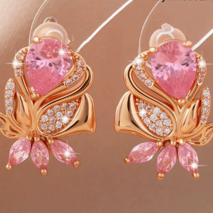 Elegant Rose Gold Flower Earrings