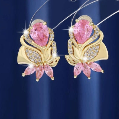 Elegant Rose Gold Flower Earrings