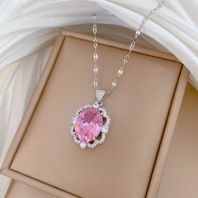 Elegant Rosé Sapphire Crown Necklace
