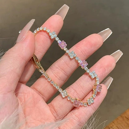 Elegant Rosé Sapphire Squares Bracelet