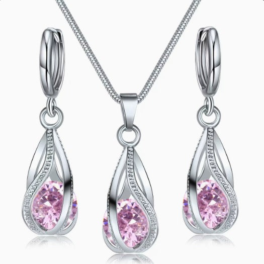 Elegant Twisted Rosé Sapphire Jewelry Set