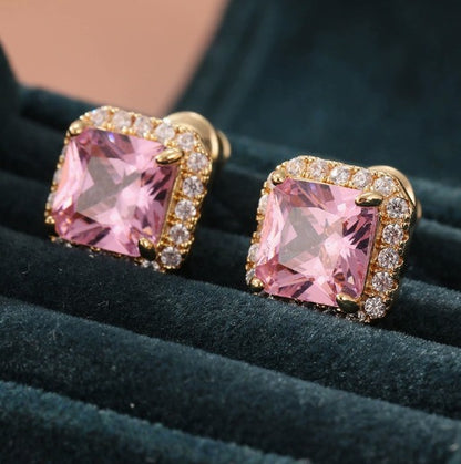 Sophisticated Rosé Sapphire Gold Studs