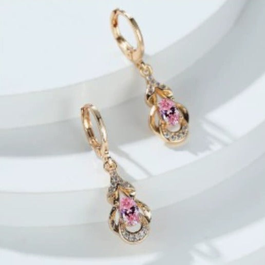 Elegant Rosé Sapphire Teardrop Earrings