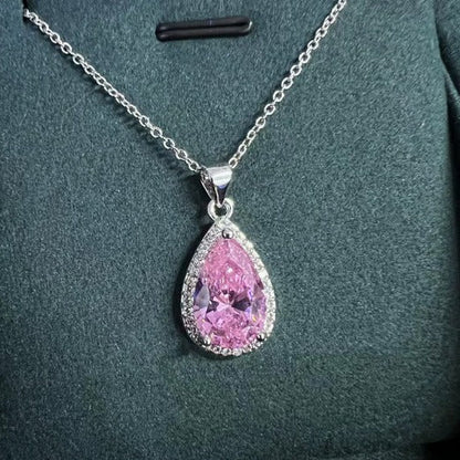 Elegant Rosé Sapphire Teardrop Necklace