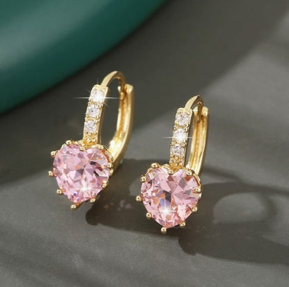 Elegant Rosé Sapphire Huggie Earrings