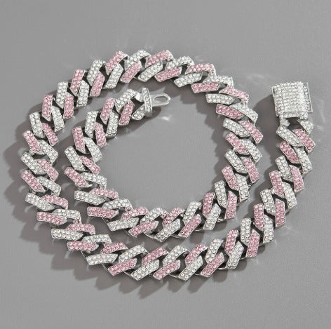Premium Rosé Sapphire Buckle Cuban Bracelet