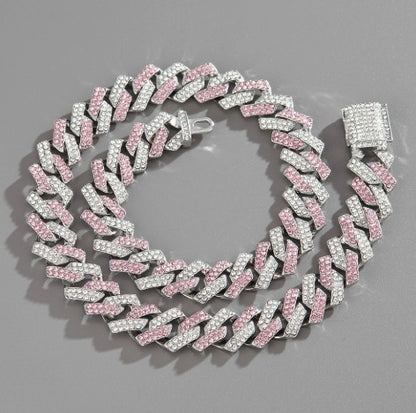 Premium Rosé Sapphire Buckle Cuban Bracelet