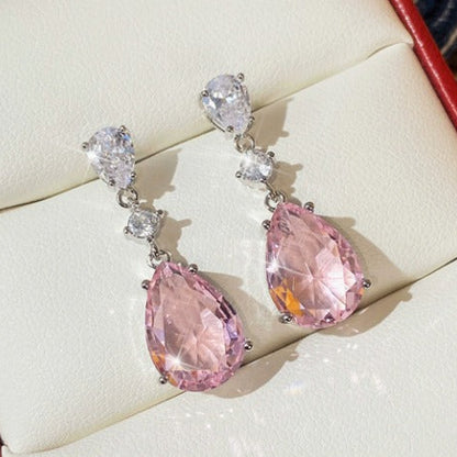 Elegant Rosé Sapphire Drop Earrings