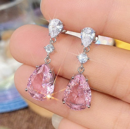 Elegant Rosé Sapphire Drop Earrings