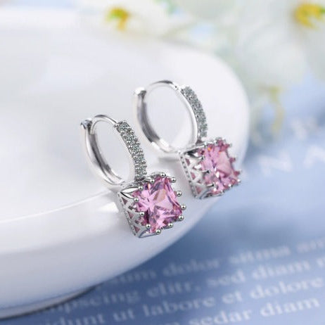 Elegant Rosé Sapphire Radiance Huggie Earrings