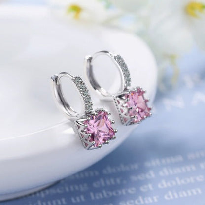 Elegant Rosé Sapphire Radiance Huggie Earrings