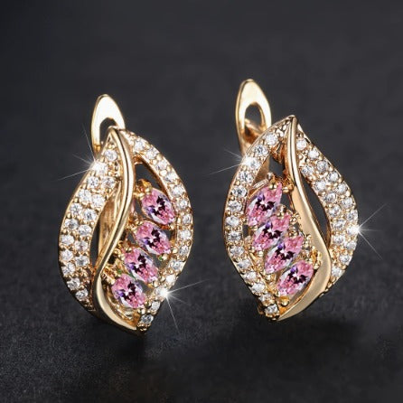 Sophisticated Rosé Sapphire Feather Earrings