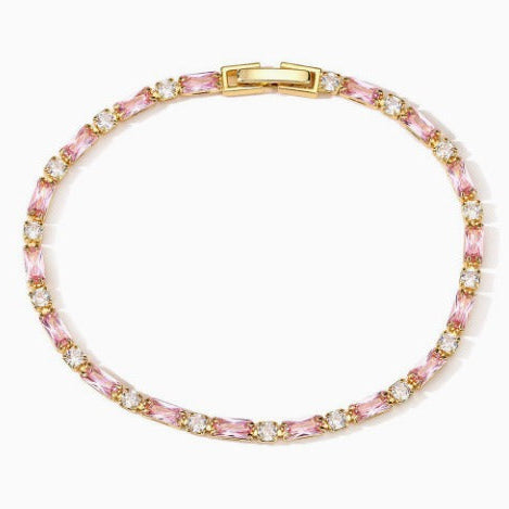 Sophisticated Rosé Sapphire Gold Tennis Bracelet
