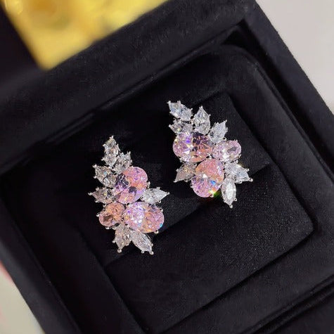 Elegant Rosé Sapphire Blossom Earrings