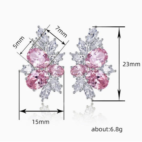 Elegant Rosé Sapphire Blossom Earrings