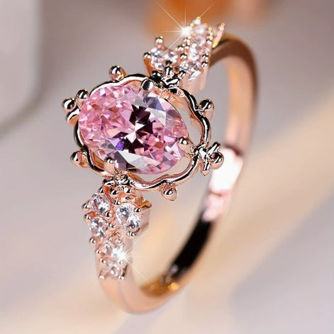 Elegant Rosé Sapphire Rose Gold Tiara Ring